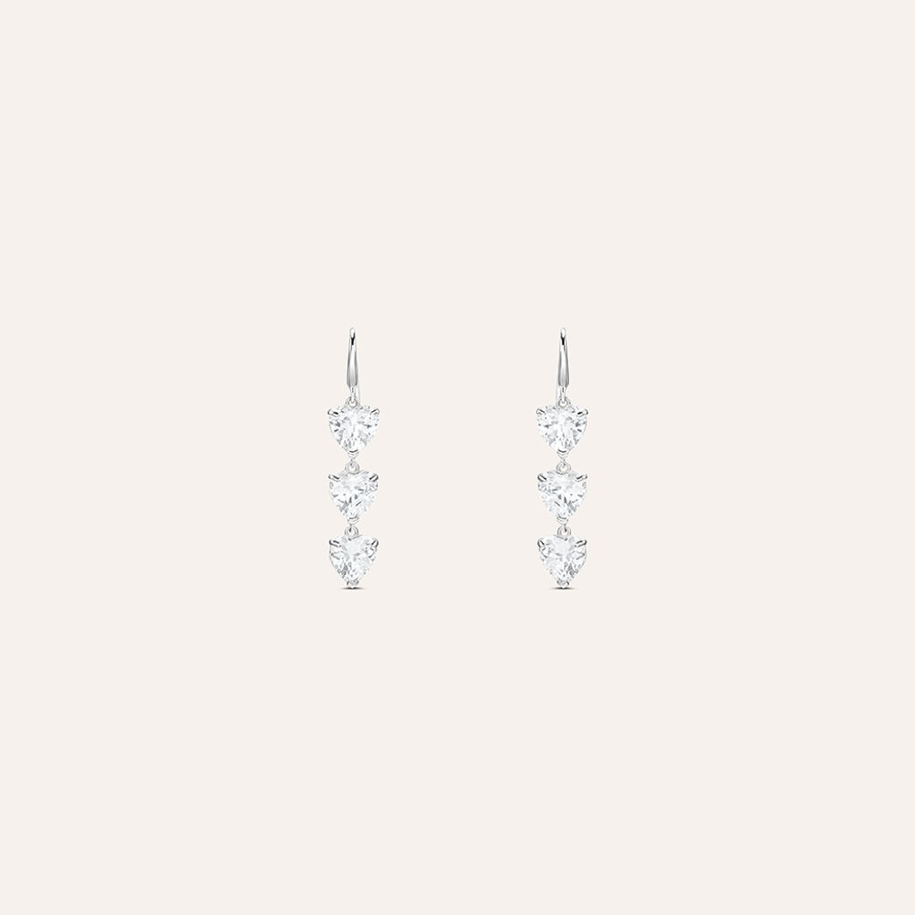 Orecchini Pendenti catenella con pallina misura 6 cm Oro bianco 18 kt 1