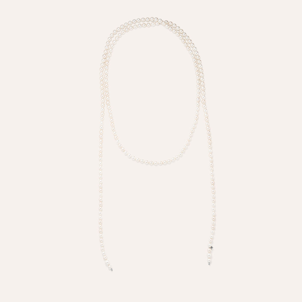Collana Cravattino Silver Pearls Argento Rodiato Perla sintentica