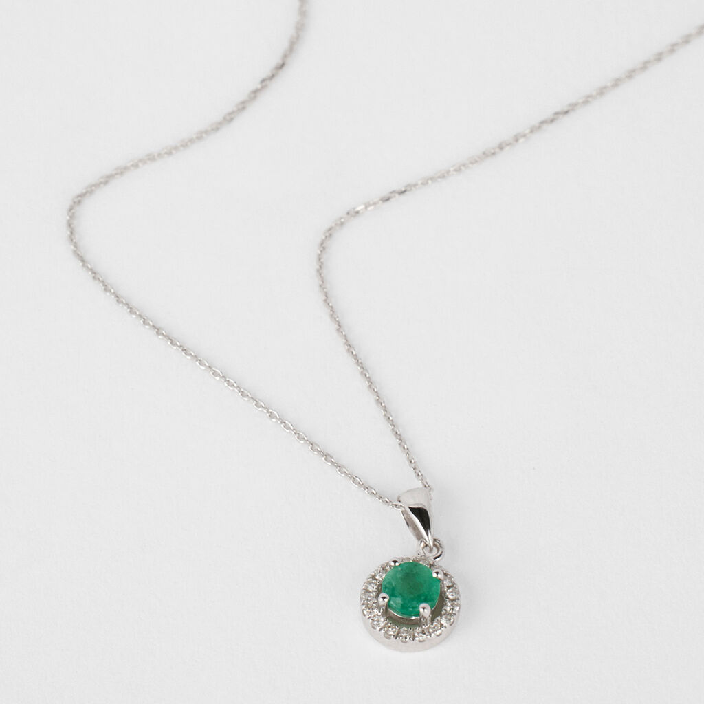 Collana Punto Luce Charlotte Oro Bianco Smeraldo Diamante - Collane Choker Donna | Stroili