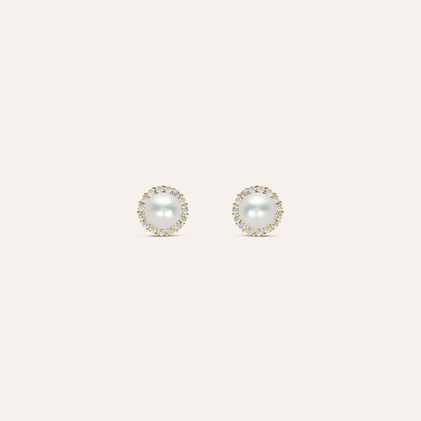 Orecchini Lobo Bon Ton Oro Giallo Perla D'Acqua Dolce Cubic Zirconia - Orecchini a Lobo Donna | Stroili