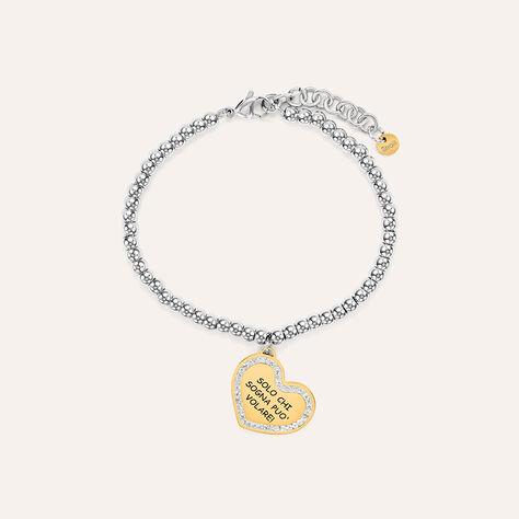 Bracciale Lady Message Acciaio Bicolore Giallo / Bianco Cristallo - Bracciali con Incisione Donna | Stroili