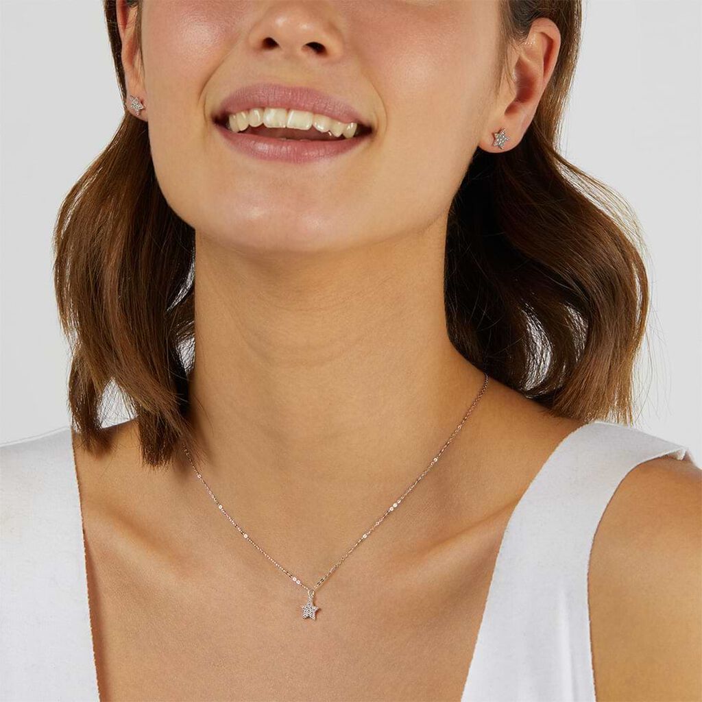 Orecchini Lobo Claire Oro Bianco Cubic Zirconia - Orecchini a Lobo Donna | Stroili