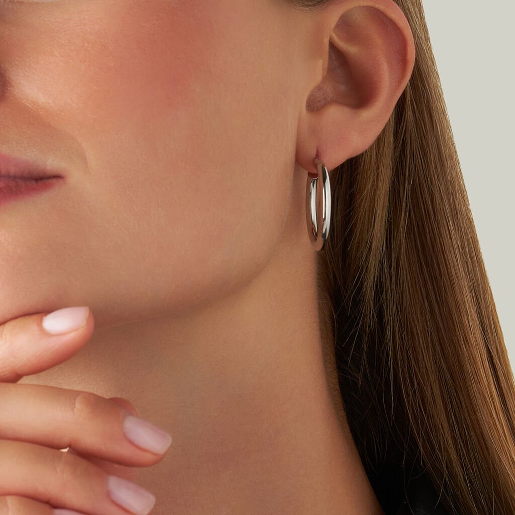 Orecchini A Cerchio Toujours Oro Bianco - Orecchini a Cerchio Donna | Stroili