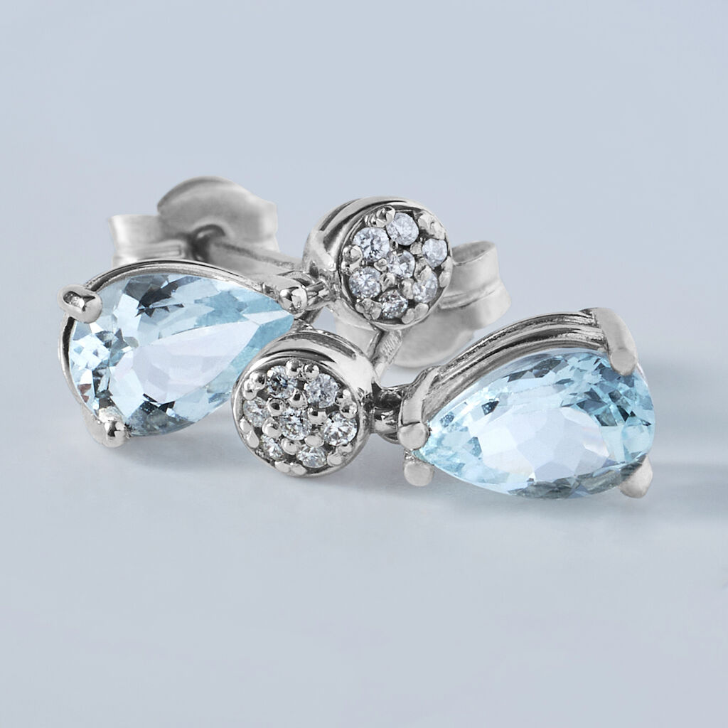 Orecchini Lobo Acquamarina Oro Bianco Acquamarina Diamante - Orecchini a Lobo Donna | Stroili