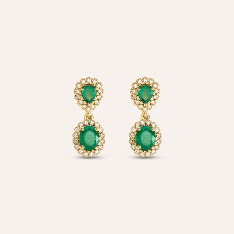 Orecchini Pendenti Charlotte Oro Giallo Smeraldo Diamante Diamante - Orecchini Pendenti Donna | Stroili