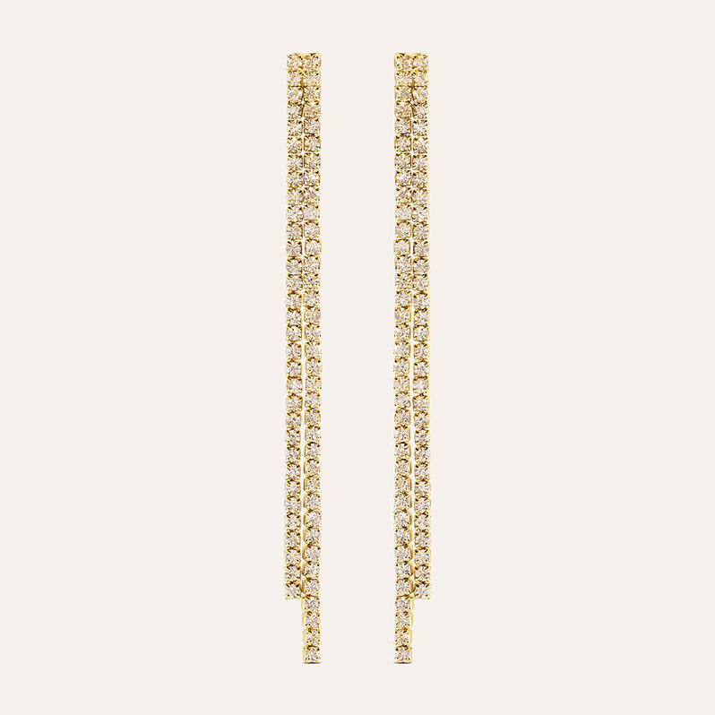 Orecchini Pendenti Tennis Romantic Shine Metallo Dorato Cristallo - Orecchini Pendenti Donna | Stroili