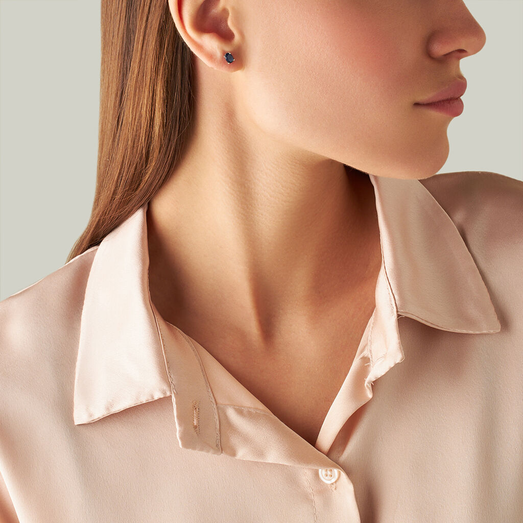 Orecchini Lobo Punto Luce Charlotte Oro Bianco Zaffiro - Orecchini a Lobo Donna | Stroili