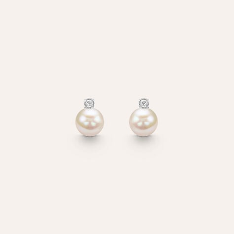 Orecchini Lobo Gold Pearls Oro Bianco Perla D'Acqua Dolce Diamante - Orecchini a Lobo Donna | Stroili