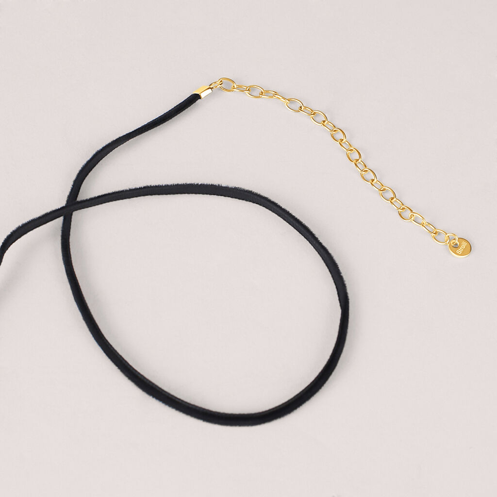 Choker Lady Code Acciaio Dorato e Velluto - Catenina Unisex | Stroili