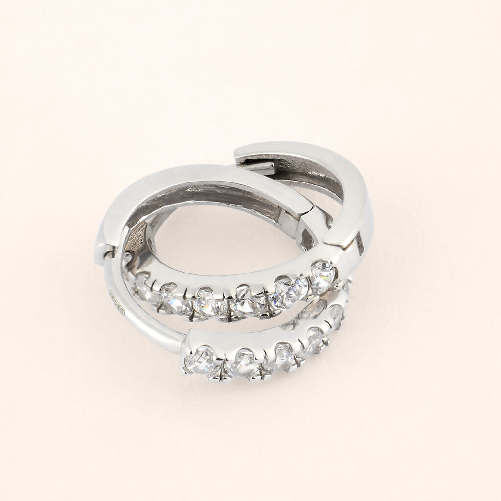 Orecchini A Cerchio Toujours Oro Bianco Cubic Zirconia - Orecchini a Cerchio Donna | Stroili