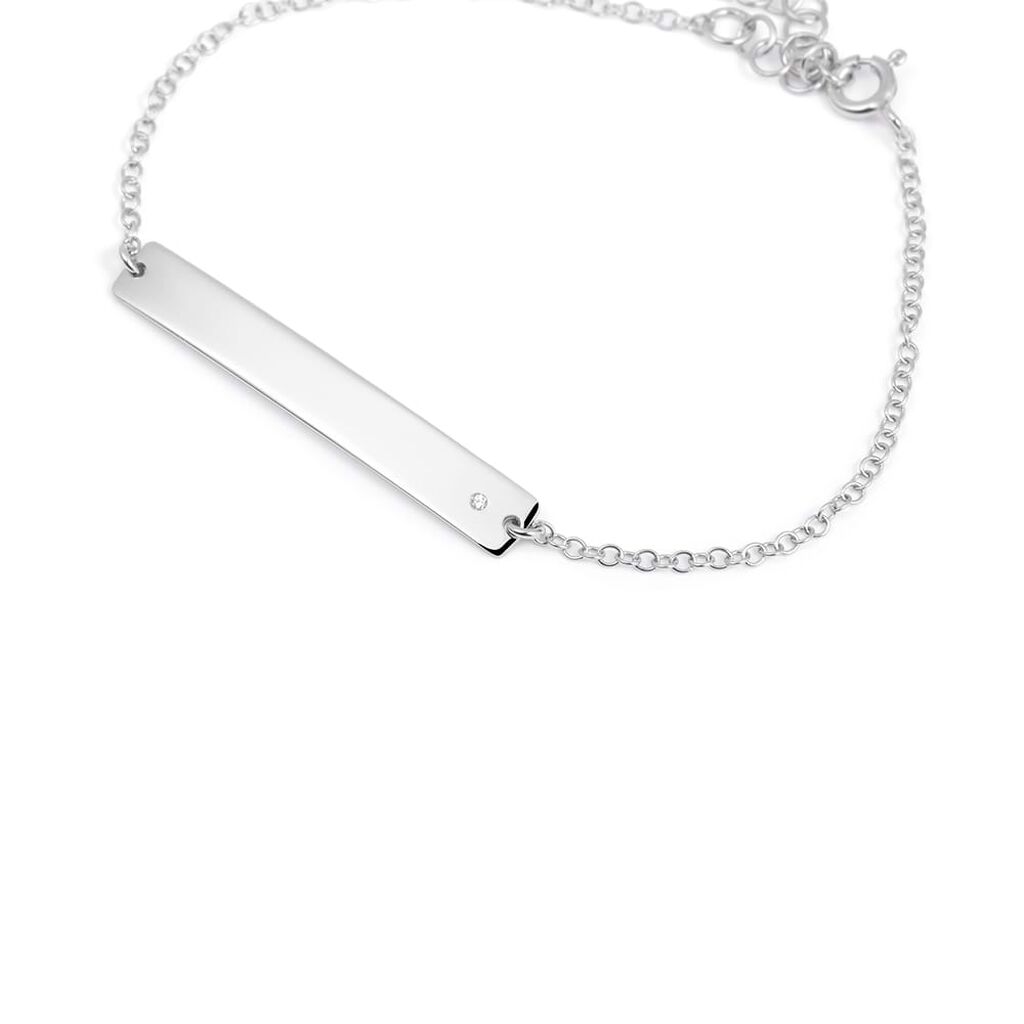 Bracciale Con Targhetta Silver Collection Argento Rodiato Cubic Zirconia - Bracciali con Incisione Donna | Stroili