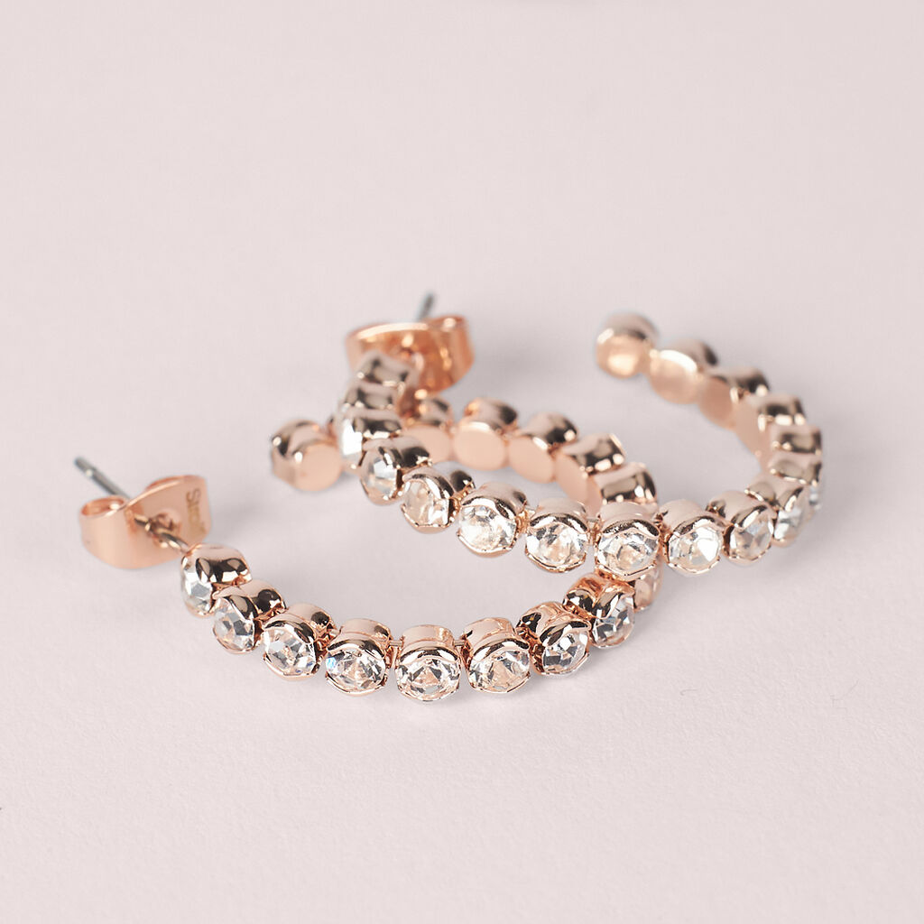 Orecchini A Cerchio Romantic Shine Metallo Rosa Cristallo - Orecchini a Cerchio Donna | Stroili