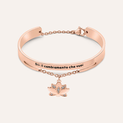 Bangle Lady Message Acciaio Rosa Cristallo - Bracciali Rigidi Donna | Stroili