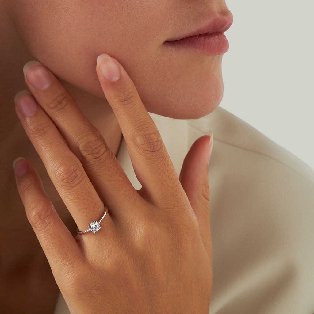 Anello Solitario Claire Oro Bianco Cubic Zirconia - Anelli con Pietre Donna | Stroili