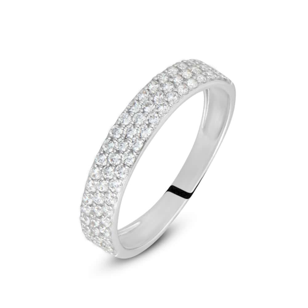Anello oro bianco e zirconi stroili oro on sale