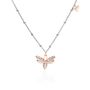 Girocollo in acciaio bicolore con charm libellula con glitter