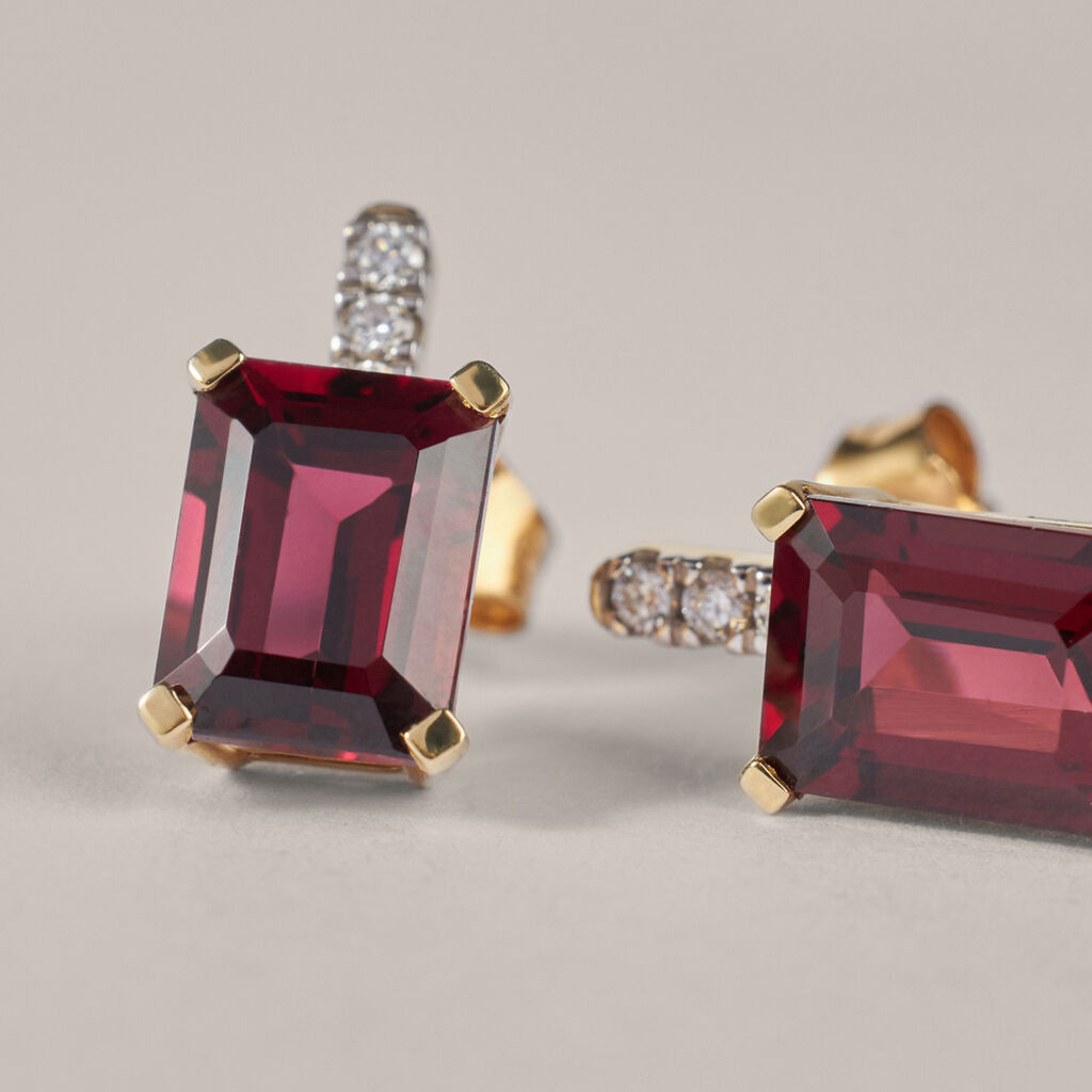 Orecchini Lobo Jasmine Oro Giallo Rodolite Diamante - Orecchini a Lobo Donna | Stroili