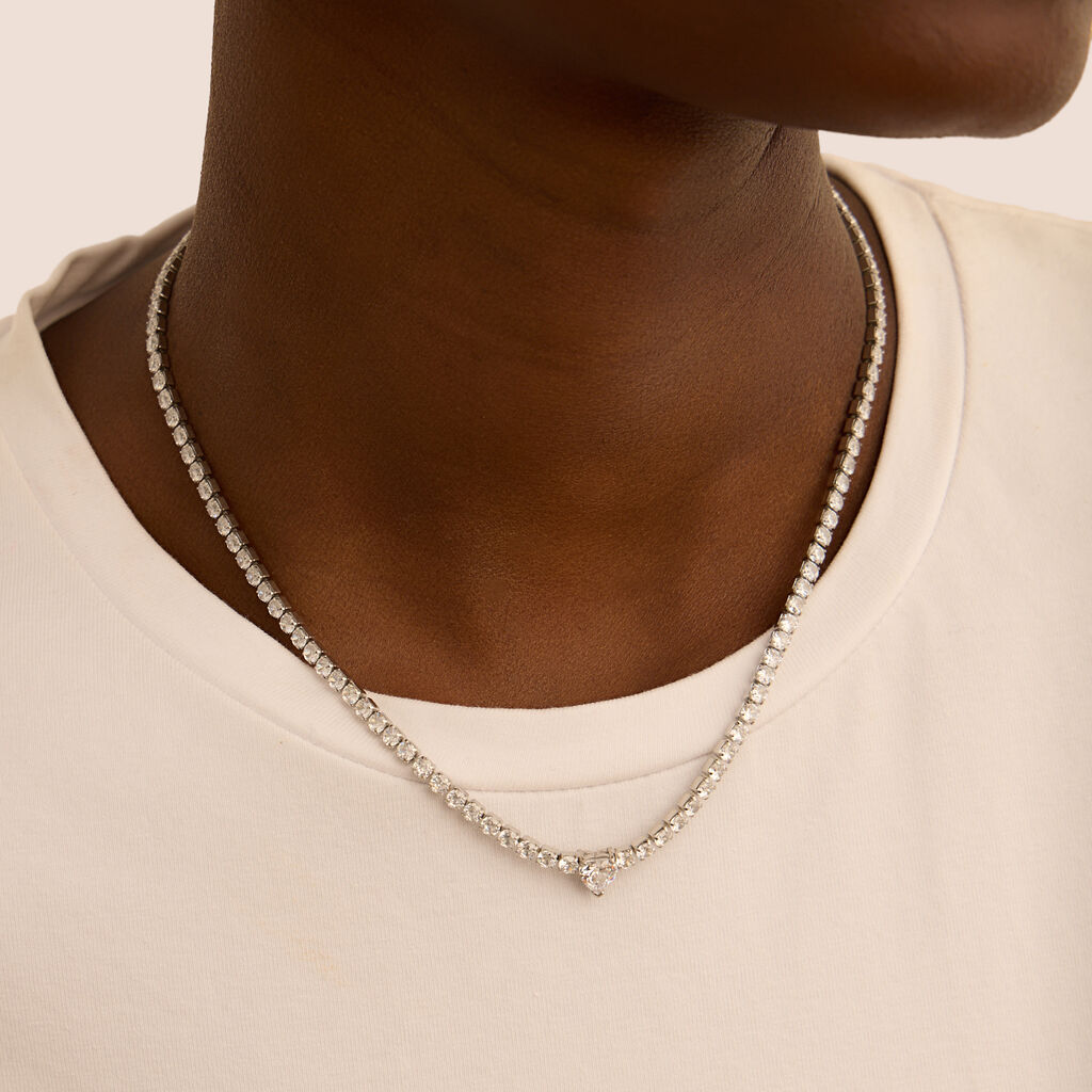 Collana Tennis Aura Acciaio Cristallo