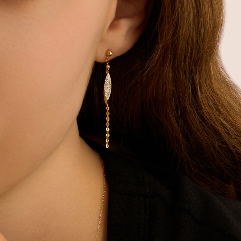Orecchini Pendenti Christelle Oro Giallo Cristallo - Orecchini Pendenti Donna | Stroili