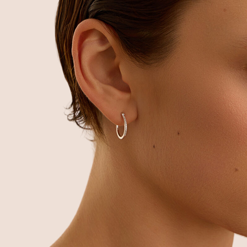 Orecchini A Cerchio Grace Oro Bianco Diamante - Orecchini a Cerchio Donna | Stroili