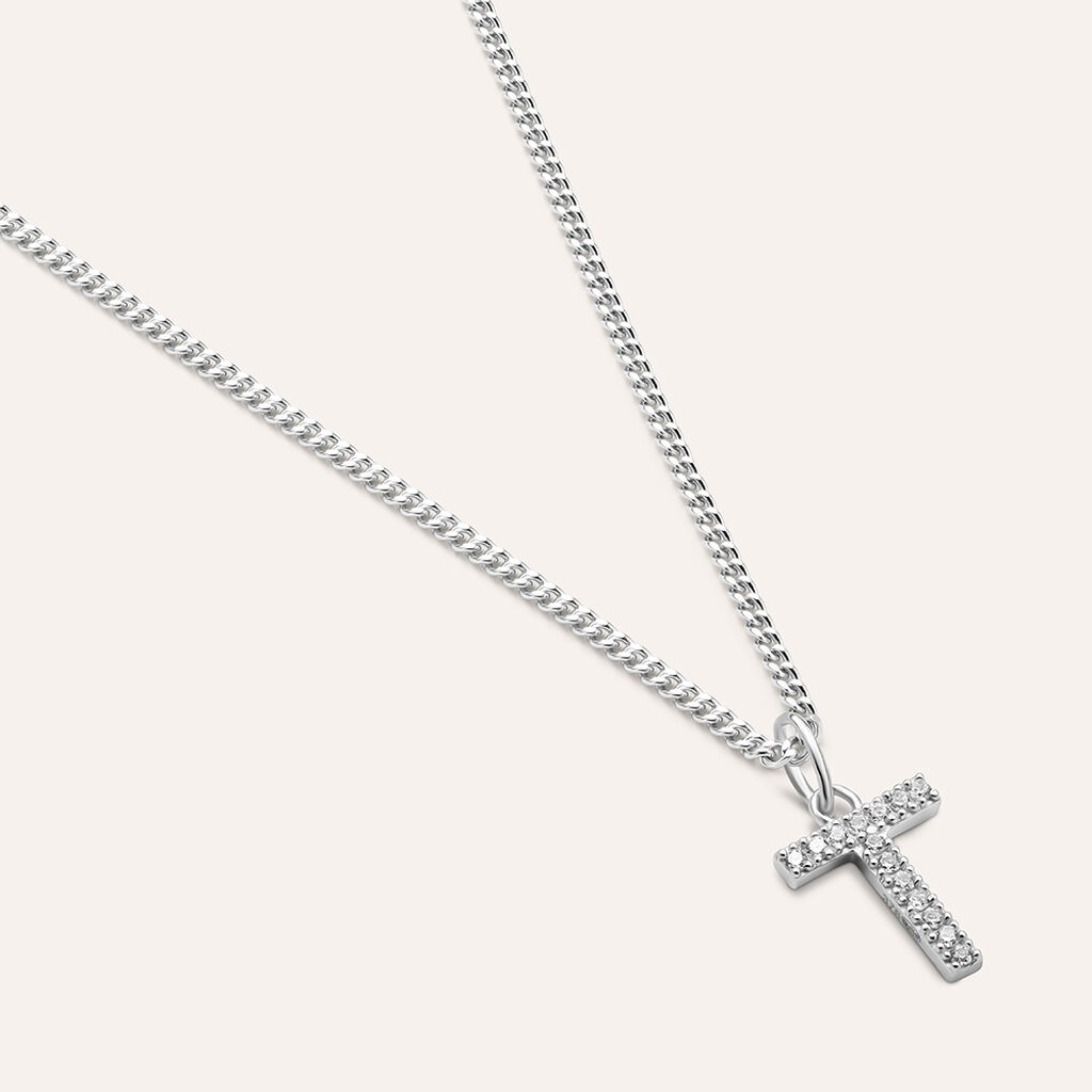 Pendente Po&egrave;me Oro Bianco Cubic Zirconia