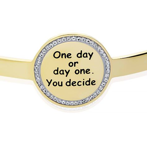 Bangle One day or day one. You decide. in acciaio dorato e strass - Bracciali Donna | Stroili