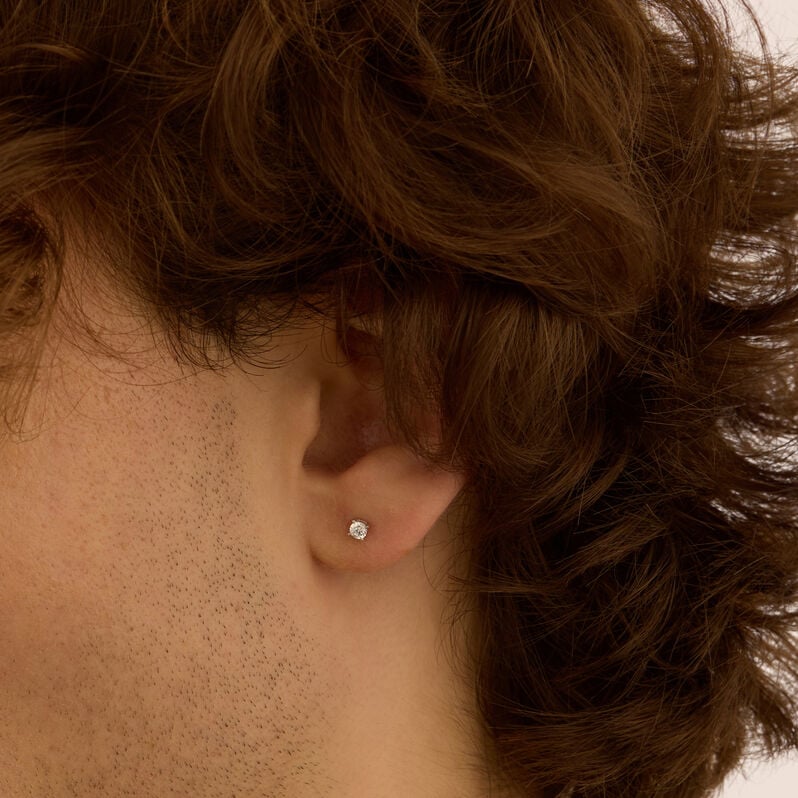 Mono Orecchino Lobo Punto Luce L'homme Or Oro Bianco Cubic Zirconia - Mono Orecchino Uomo | Stroili