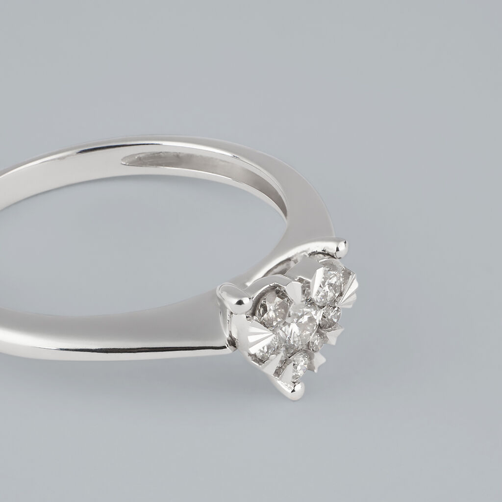 Anello Fantasia Petali Oro Bianco Diamante