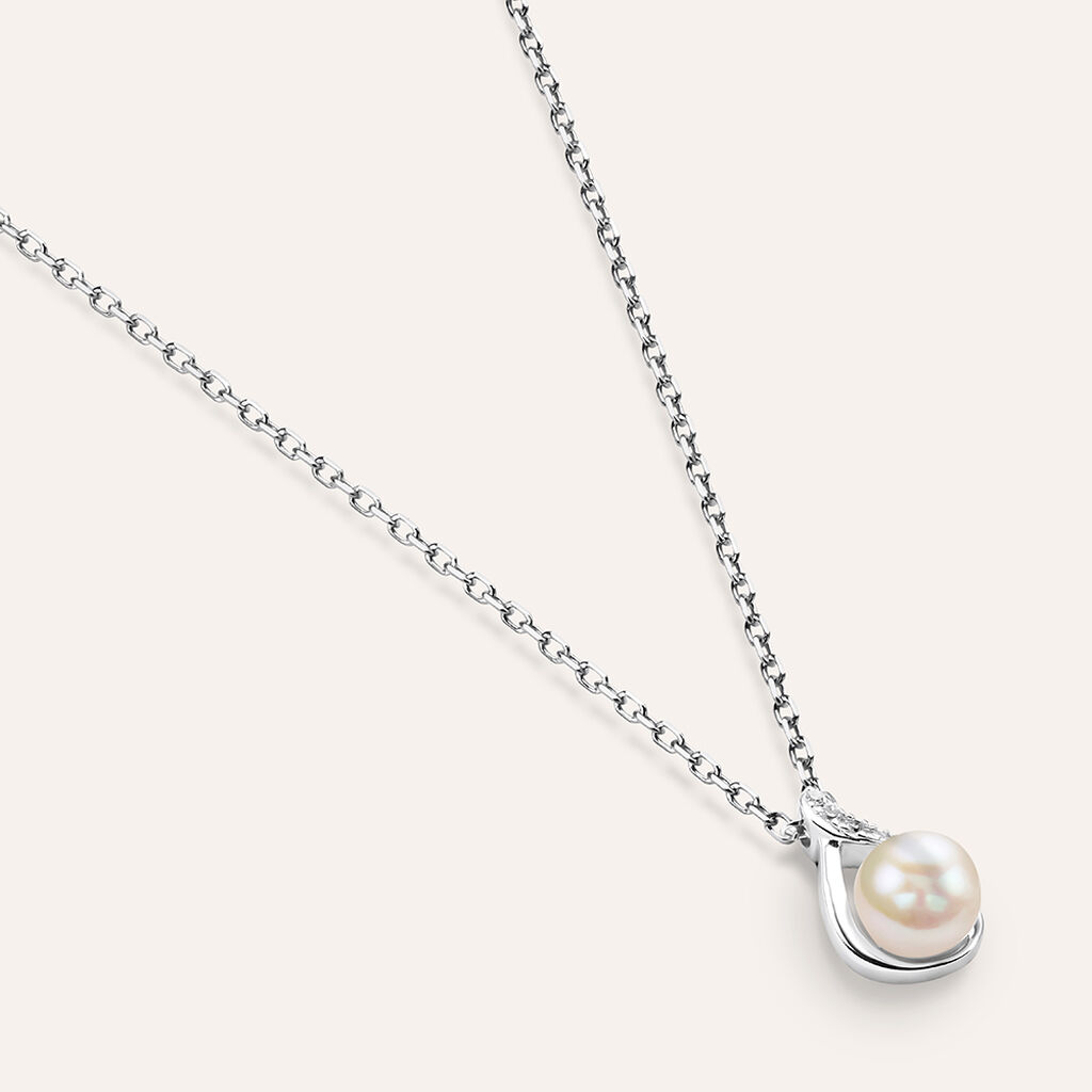 Collana Gold Pearls Oro Bianco Perla D'Acqua Dolce Diamante - Gioielli Donna | Stroili