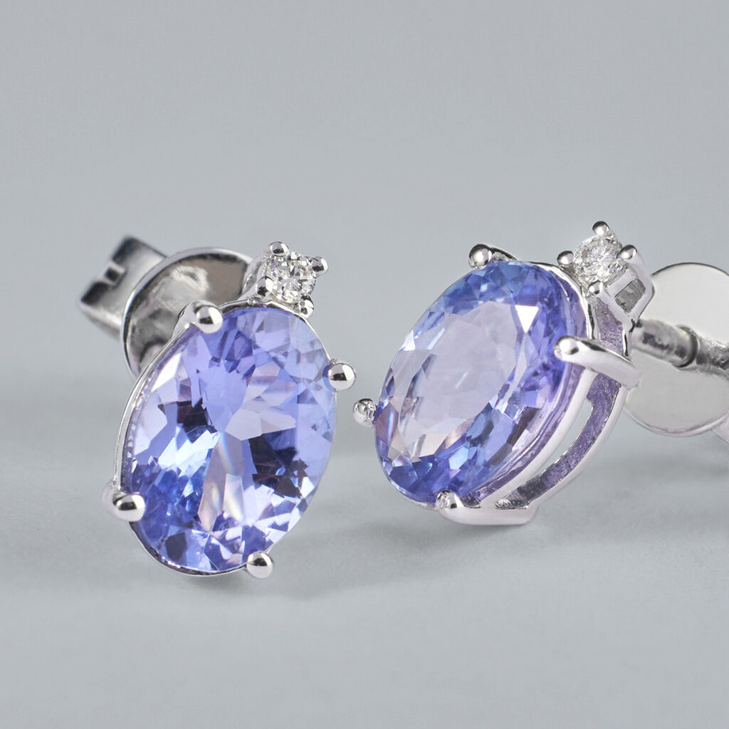 Orecchini Lobo Punto Luce Jasmine Oro Bianco Tanzanite Diamante - Orecchini a Lobo Donna | Stroili