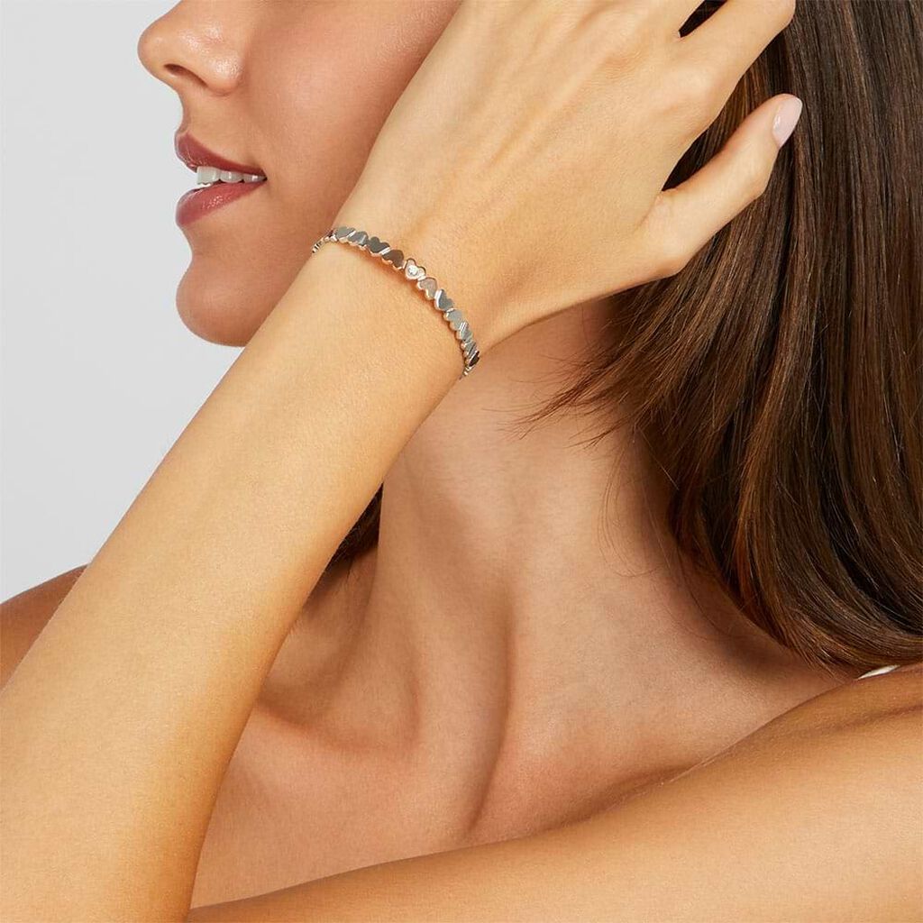 Bangle Lady Chic Acciaio Bicolore Bianco / Rosa Cristallo - Bracciali Rigidi Donna | Stroili