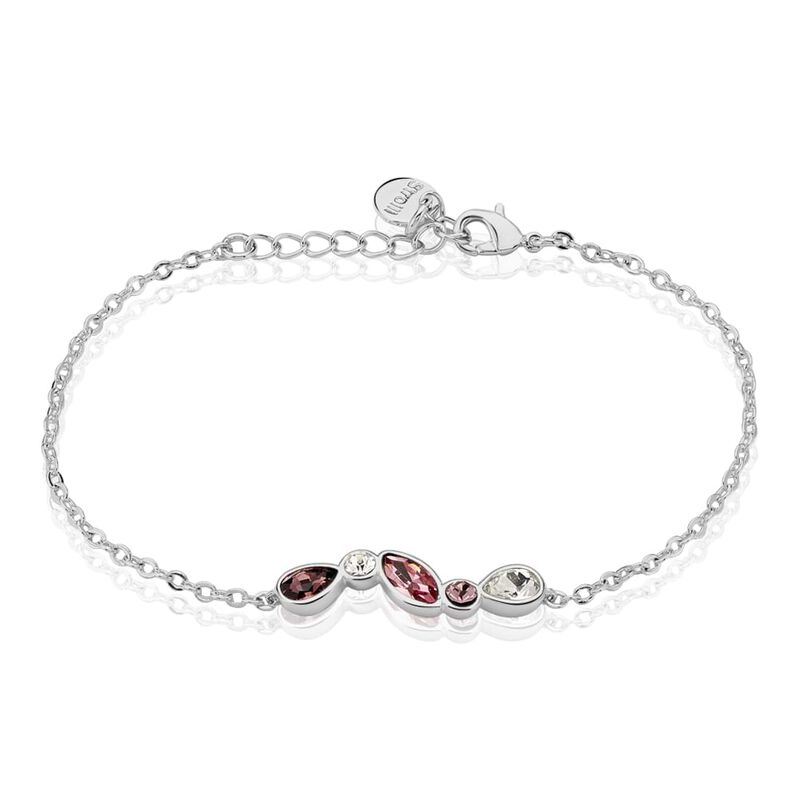 Bracciale in metallo rodiato e pietre colore rosa - Bracciali Donna | Stroili