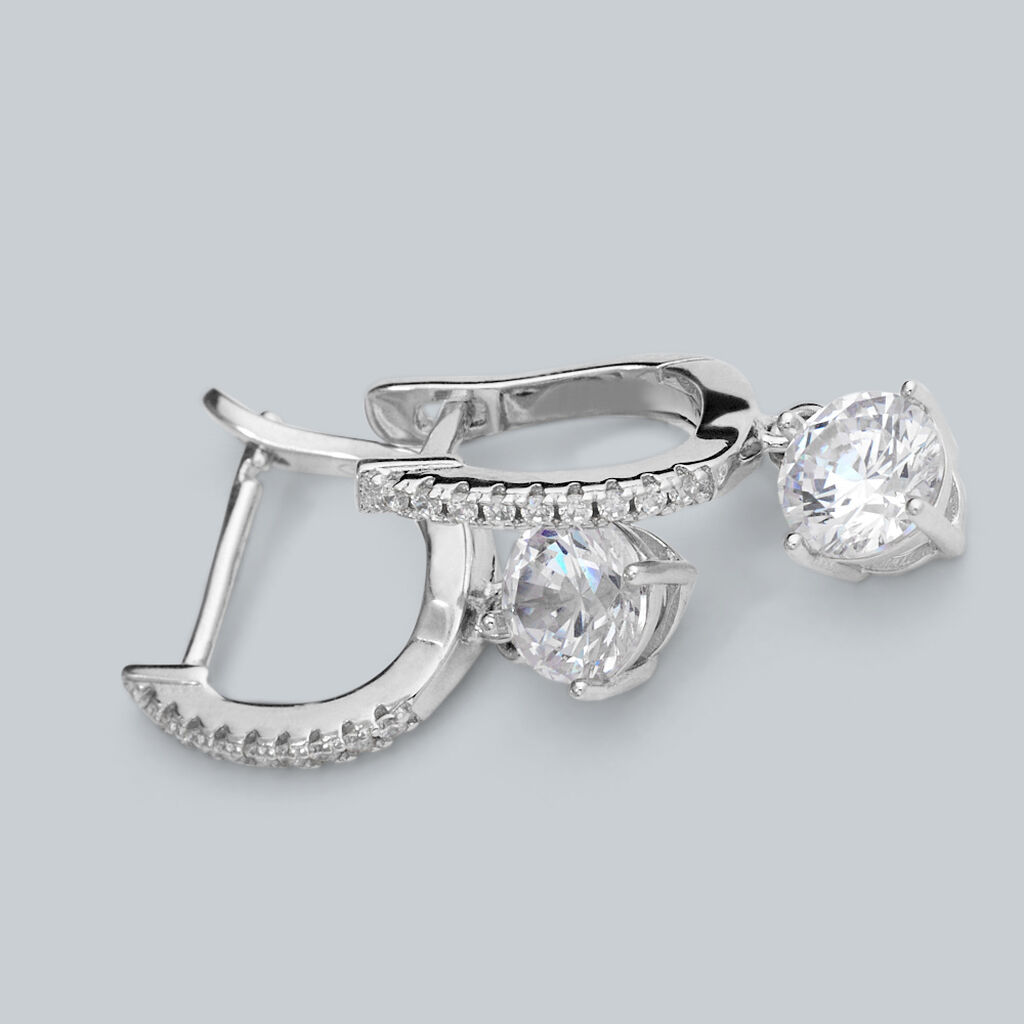 Orecchini Lobo Silver Elegance Argento Rodiato Cubic Zirconia - Orecchini a Lobo Donna | Stroili