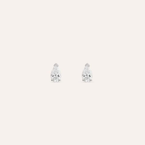 Orecchini Lobo Punto Luce Claire Oro Bianco Cubic Zirconia - Orecchini a Lobo Donna | Stroili