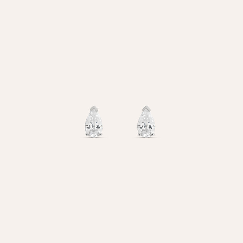 Orecchini Lobo Punto Luce Claire Oro Bianco Cubic Zirconia - Orecchini a Lobo Donna | Stroili