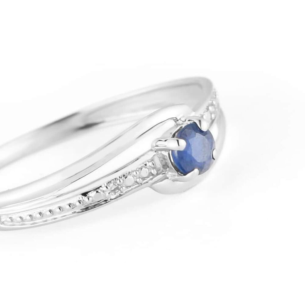 Anello Solitario Charlotte Oro Bianco Zaffiro Diamante - Anelli con Pietre Donna | Stroili