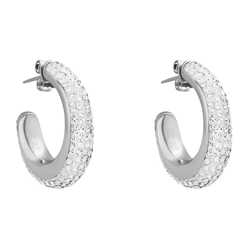 Orecchini A Cerchio Aura Acciaio Cristallo