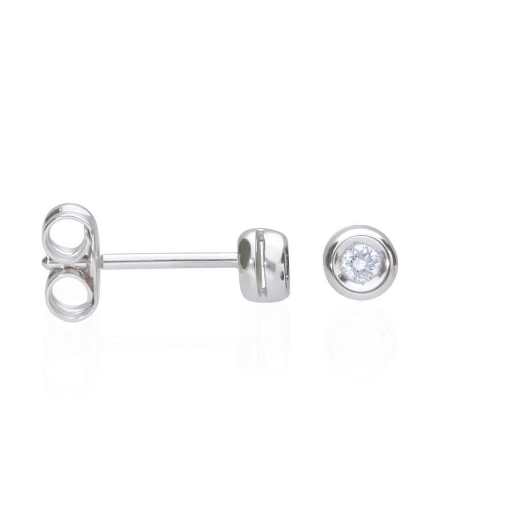 Orecchini lobo punto luce in oro bianco e brillante 0.06 ct - Orecchini Pendenti Donna | Stroili