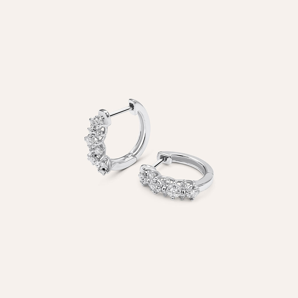 Orecchini A Cerchio Diamotion Oro Bianco Diamante - Orecchini a Cerchio Donna | Stroili