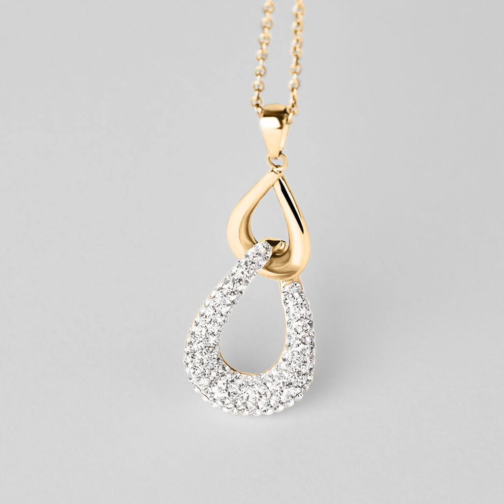 Collana Aura Acciaio Rosa Cristallo