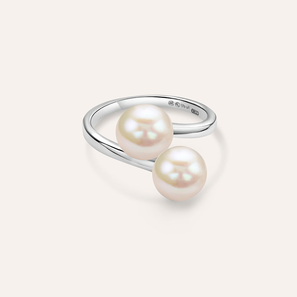 Anello Contrarie Silver Pearls Argento Rodiato Perla sintentica