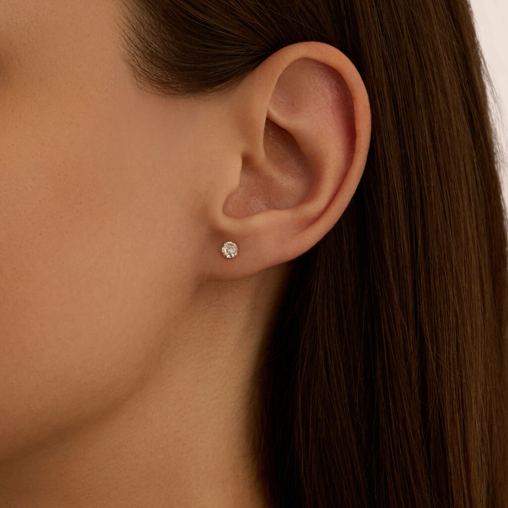 Orecchini Lobo Punto Luce Bon Ton Oro Giallo Cubic Zirconia