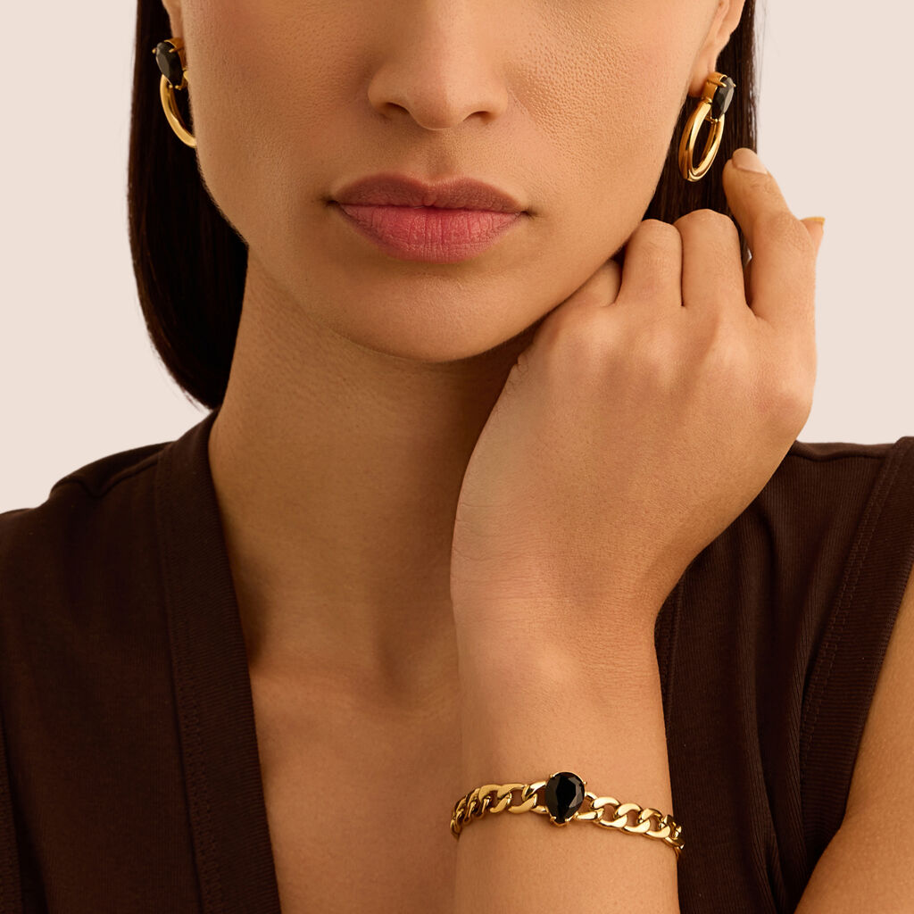 Bracciale Catena Radiance Acciaio Dorato Cristallo