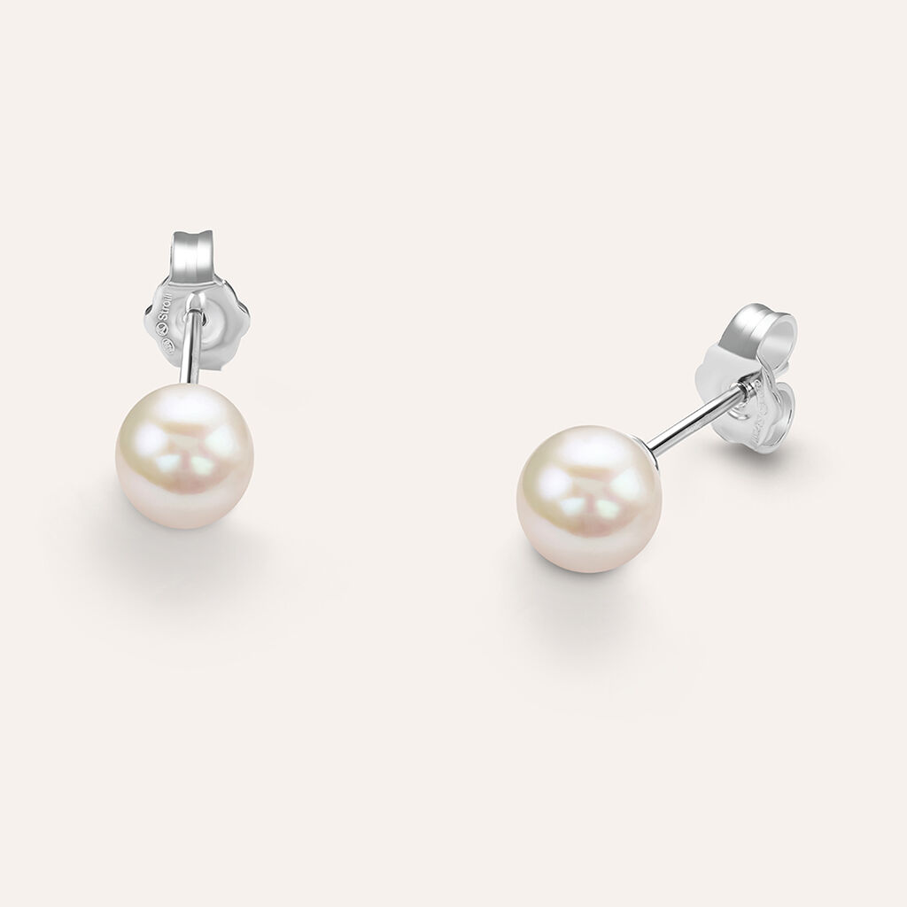 Orecchini Lobo Silver Pearls Argento Rodiato Perla sintentica
