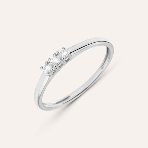Anello Trilogy Grace Oro Bianco Diamante - Anelli con Pietre Donna | Stroili