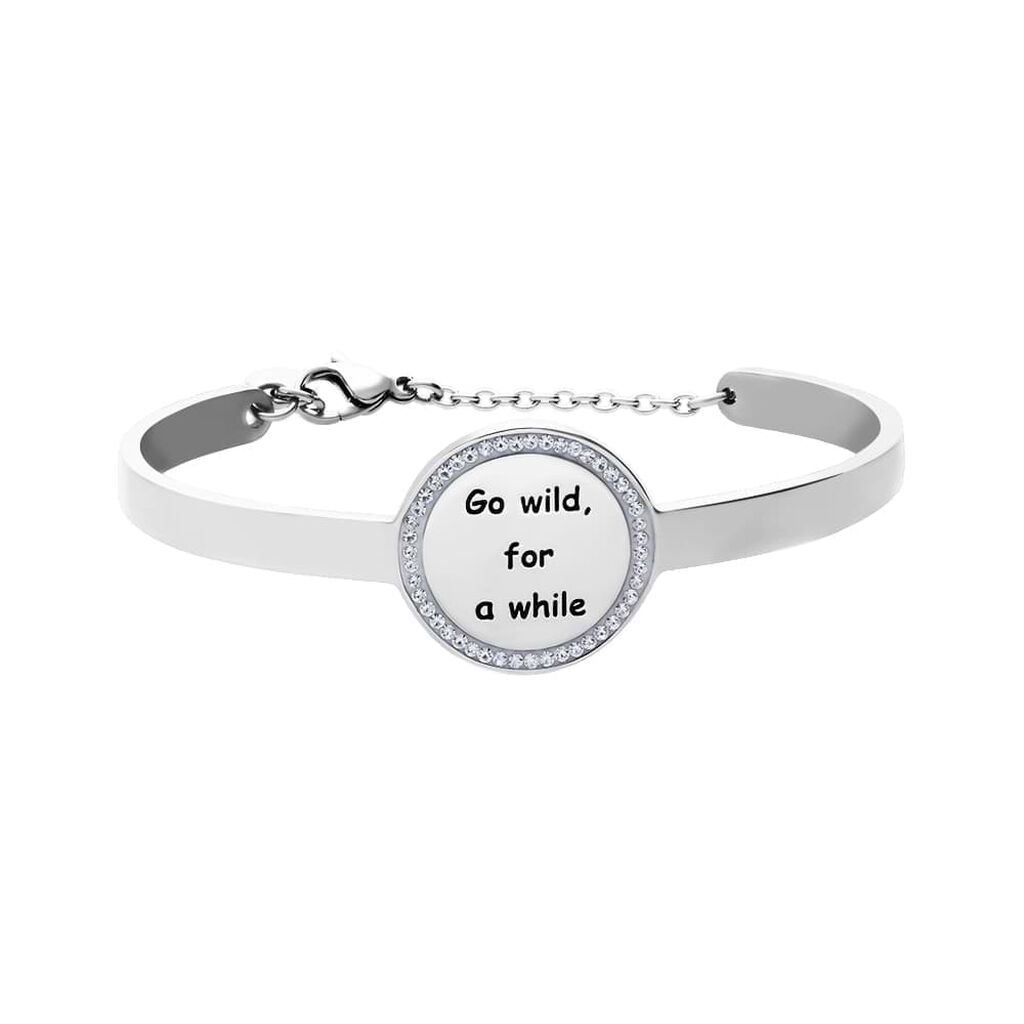 Bangle Go wild for a while a forma di cuore in acciaio e strass