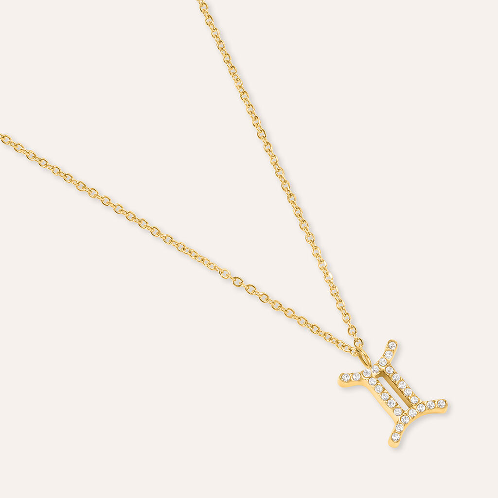 Collana Radiance Acciaio Dorato Cubic Zirconia