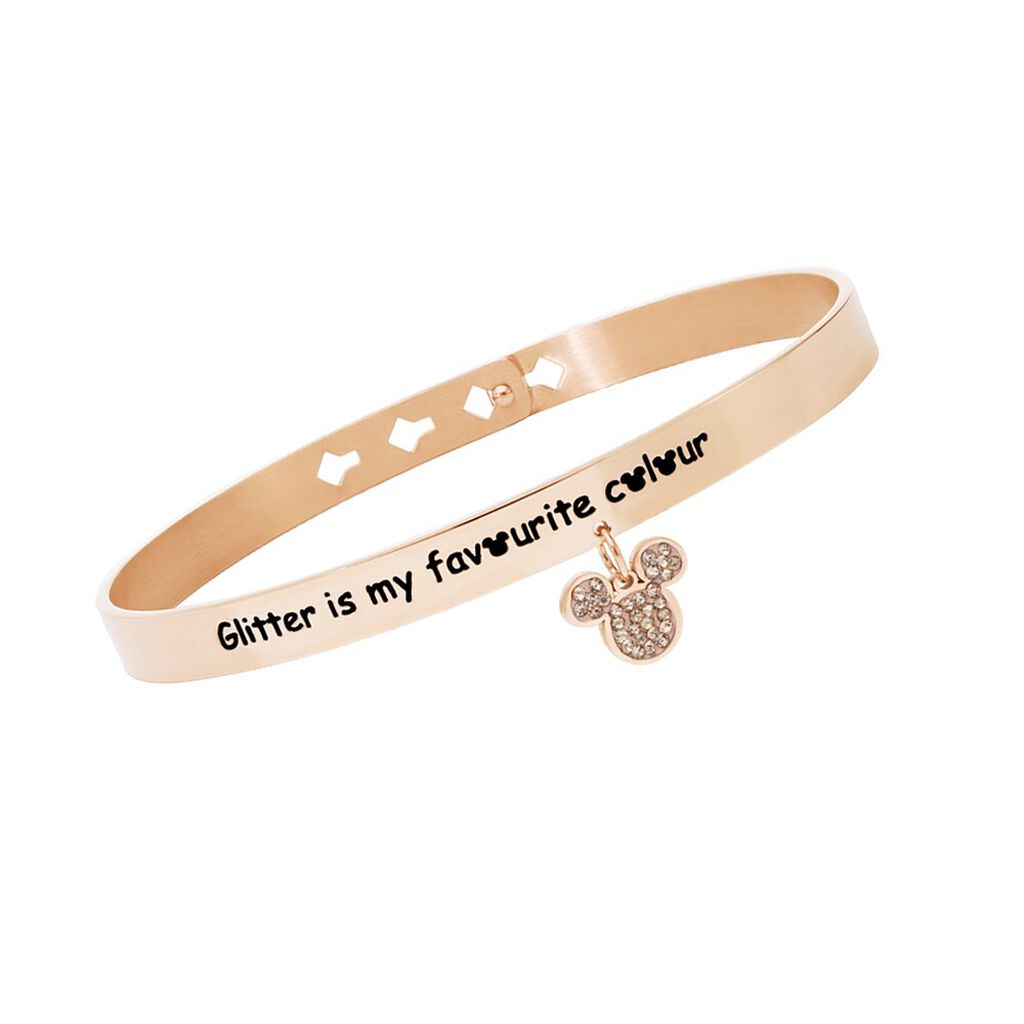 Bangle Lady Message Acciaio Rosato Disney e Cristalli