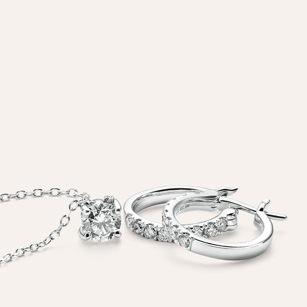 Orecchini A Cerchio Diamade Oro Bianco Diamante