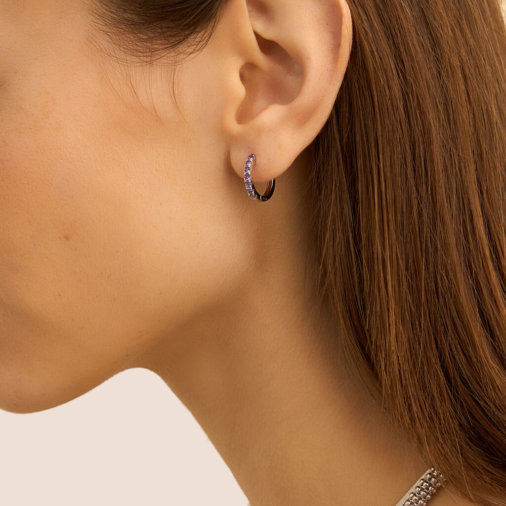 Orecchini A Cerchio Silver Rainbow Argento Rodiato Cubic Zirconia